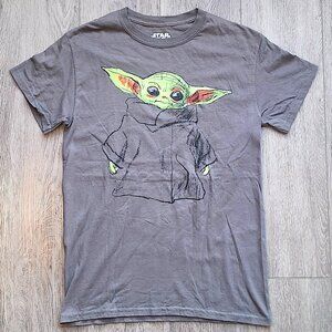 STAR WARS x Mad Engine Baby Yoda/Grogu gray t-shirt, size S